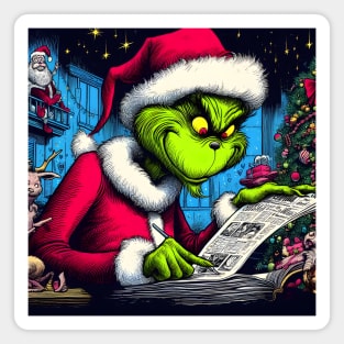 Whimsical Holidays: Grinch-Inspired Artwork and Festive Delights Magnet